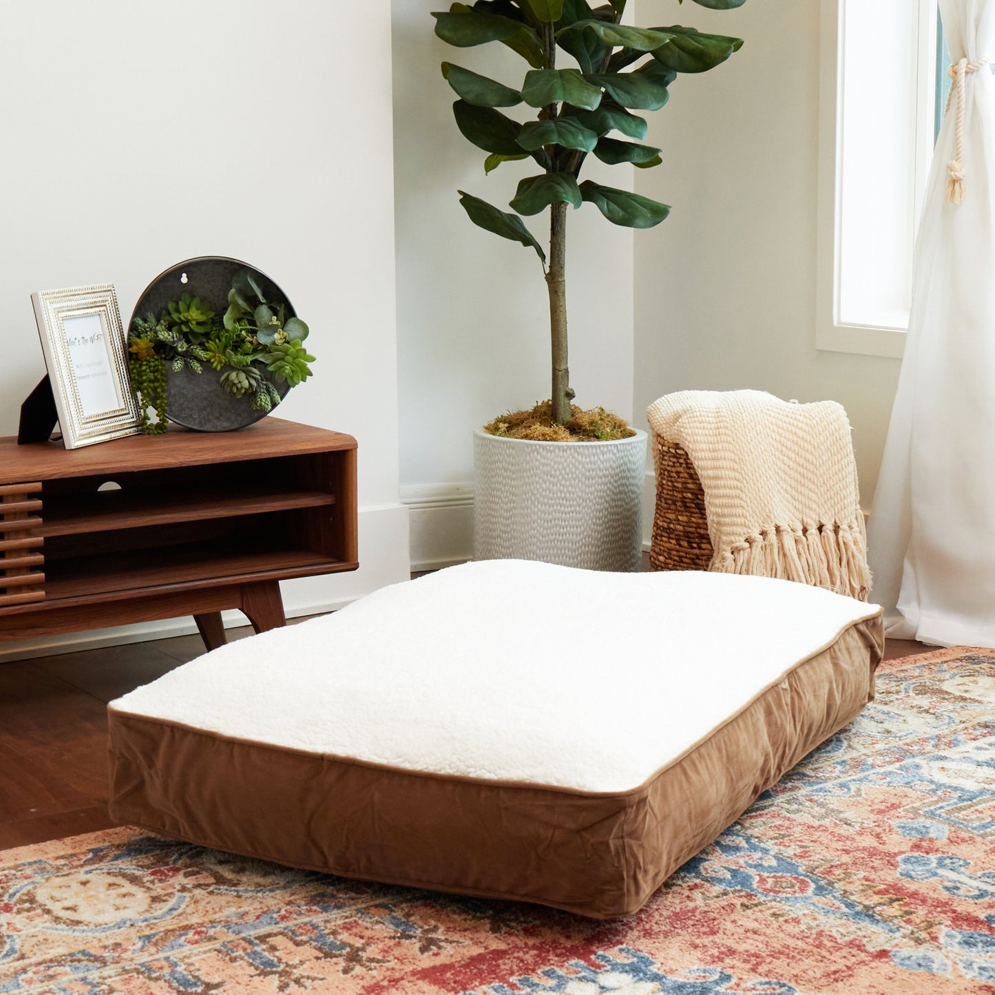 Buster Rectangle Sherpa Top Pillow Dog Bed