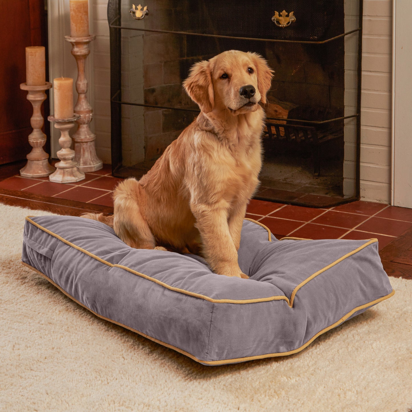 Buster Rectangle Microfiber Pillow Dog Bed