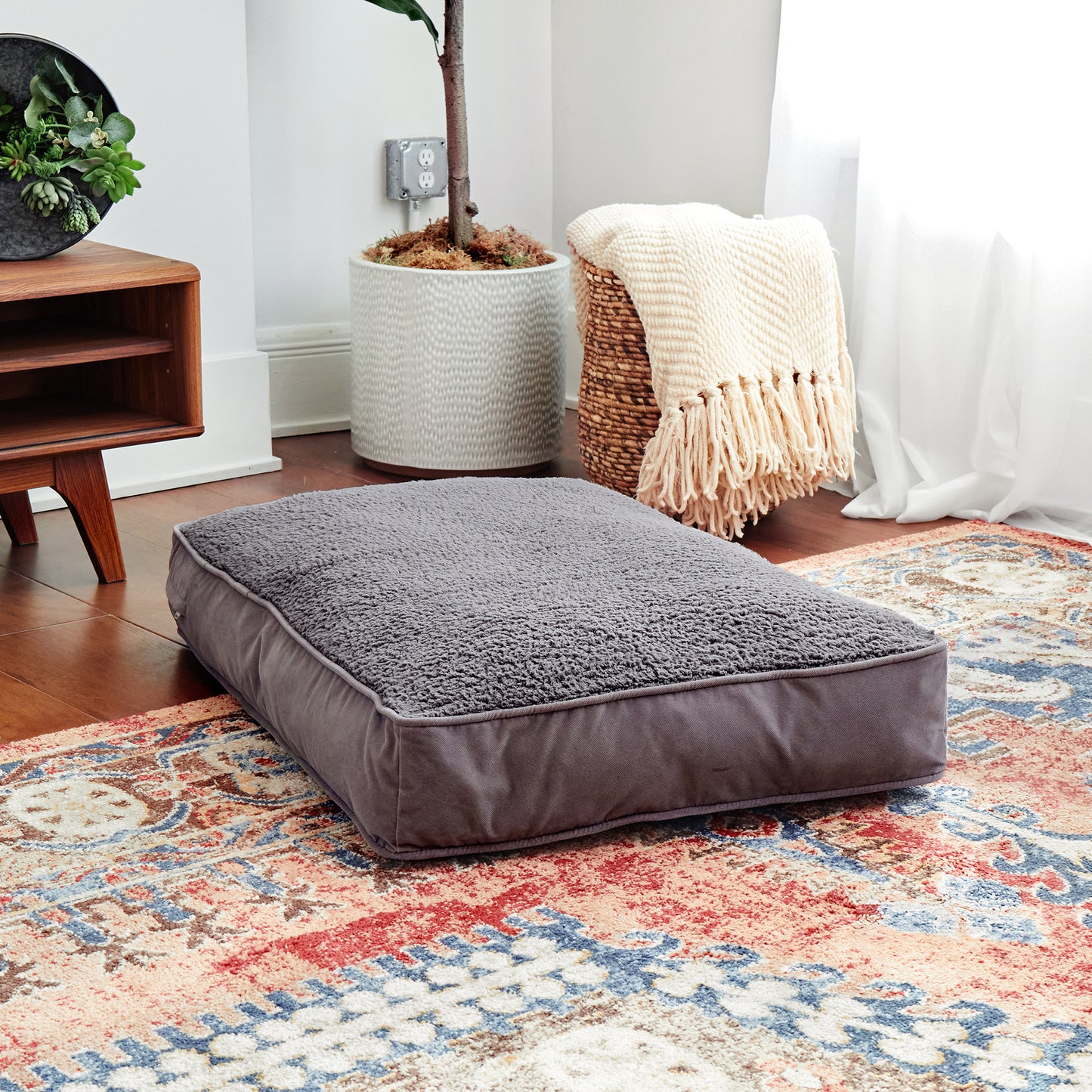 Buster Rectangle Sherpa Top Pillow Dog Bed